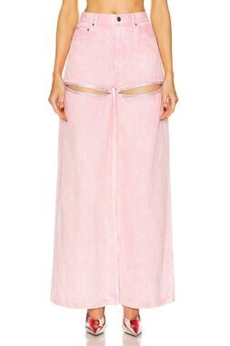 Area Wide Leg Pink Crystal Slit Denim Jeans Size 27